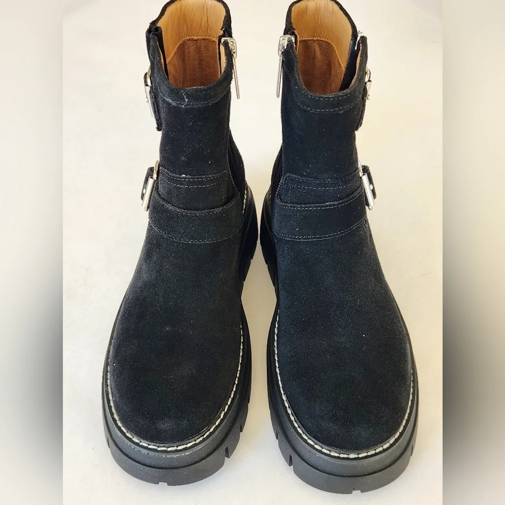 NWT || J/SLIDES || Texas black suede boots, booties, platform, leather, size 6.5